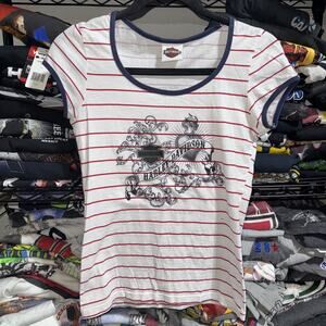 Y2K 2007 Harley Davidson Women’s Striped Illinois Shirt Size Medium